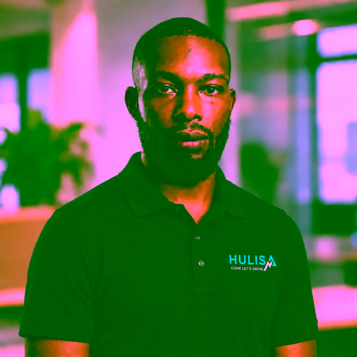 Khuthadzo Netshiswinzhe wearing a navy Hulisa polo