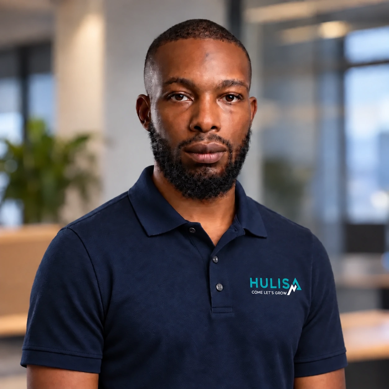 Khuthadzo Netshiswinzhe wearing a navy Hulisa polo