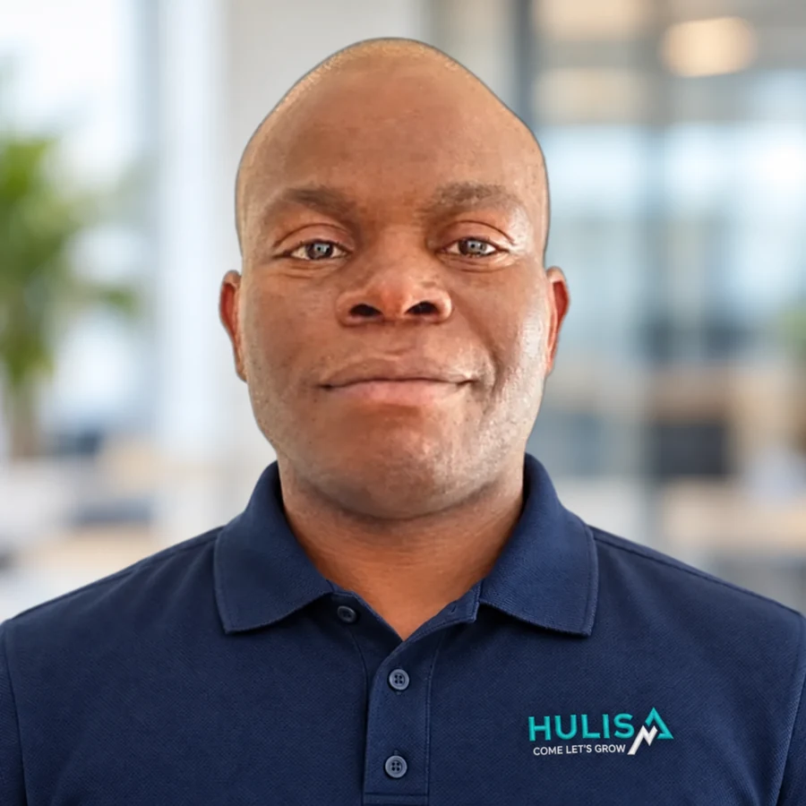 Takalani Nekhofhe wearing a navy Hulisa polo