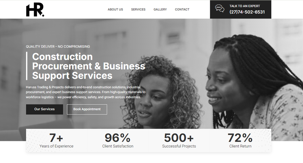 Haruss Trading & Projects website design