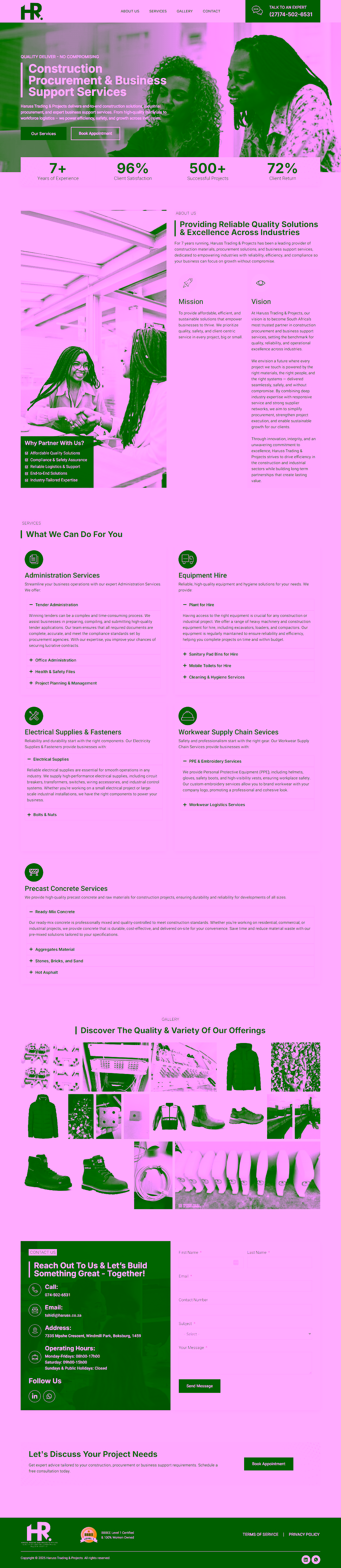 Haruss Trading & Projects: Complete one-page website journey