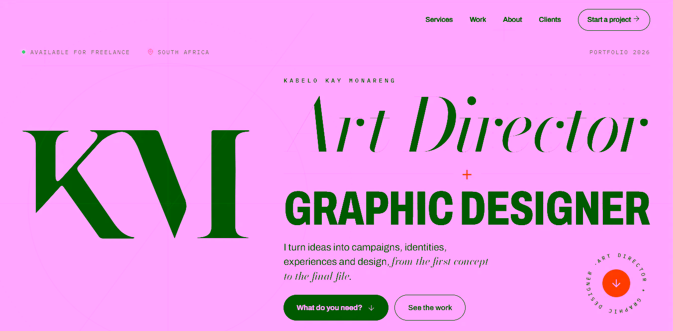 Kay Monareng portfolio website hero