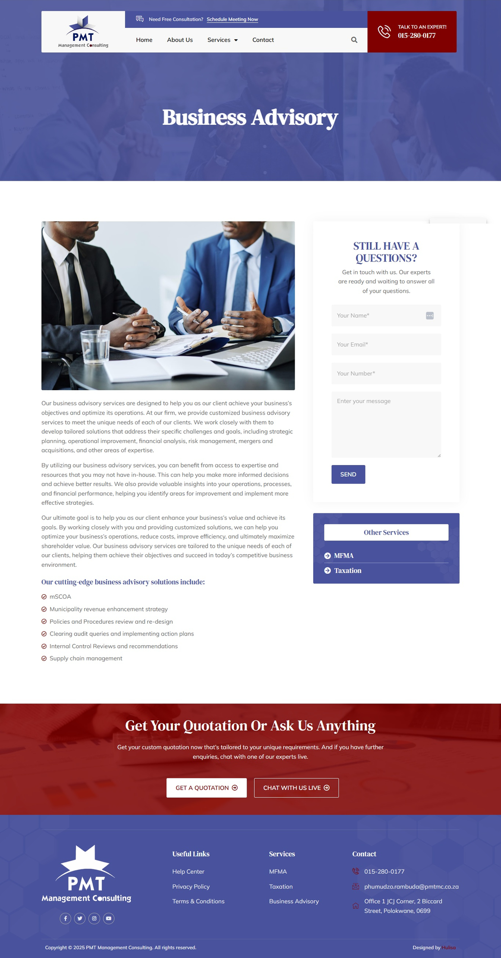PMT Management Consulting — Business advisory service content