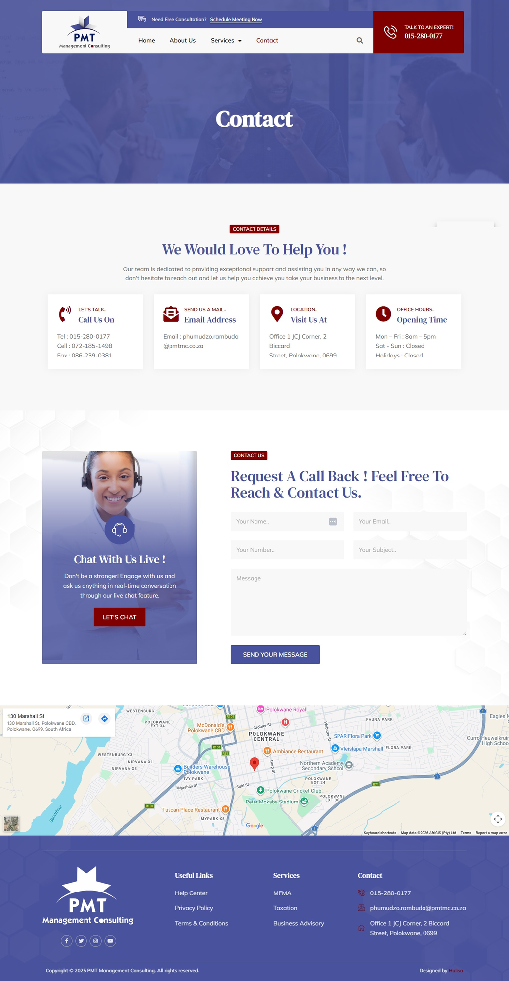 PMT Management Consulting — Contact and callback journey