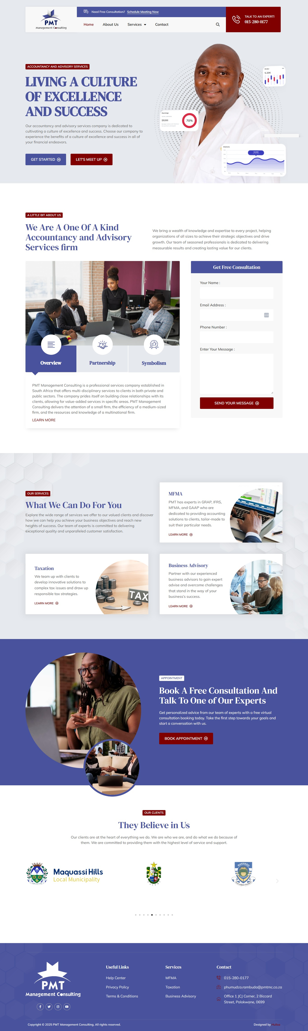 PMT Management Consulting — Complete homepage journey