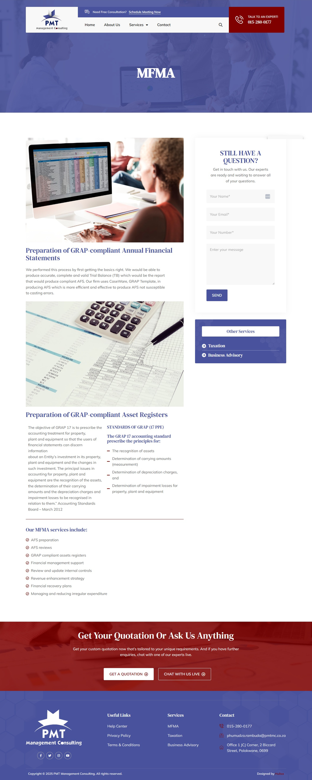 PMT Management Consulting — Dedicated MFMA service journey