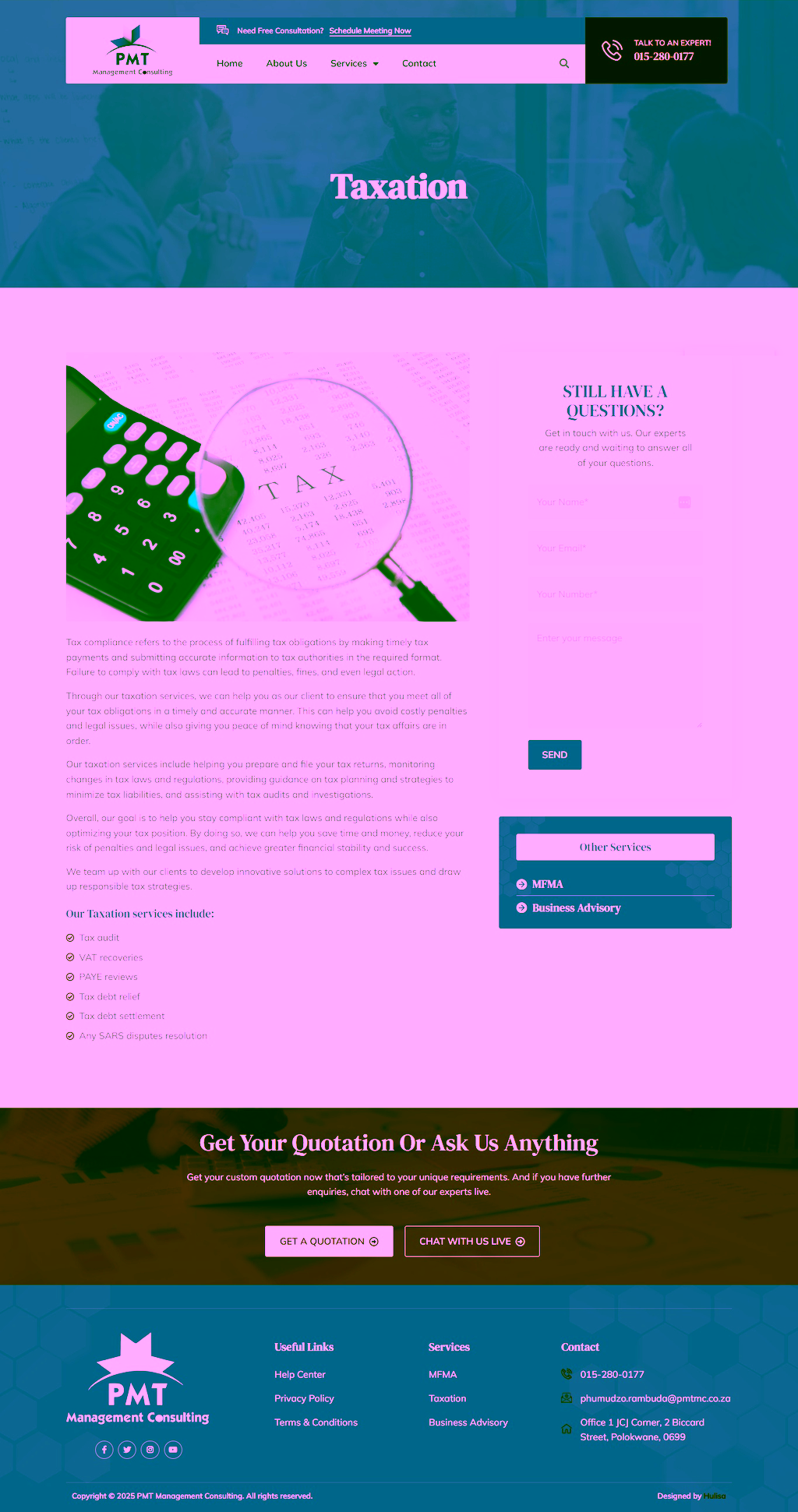 PMT Management Consulting: Taxation service content